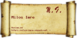 Milos Imre névjegykártya
